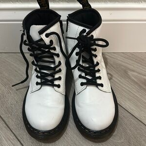 Gently used. Doc Marten Youth Girls white combat boots size 2
